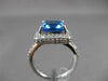 ESTATE LARGE 9.85CT DIAMOND & AAA BLUE TOPAZ 14KT WHITE GOLD 3D SQUARE HALO RING