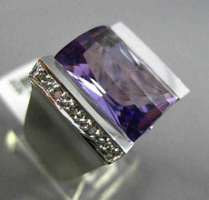 ESTATE EXTRA LARGE 9.22CT DIAMOND & AMETHYST & BLUE TOPAZ 14K WHITE GOLD 3D RING