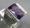 ESTATE EXTRA LARGE 9.22CT DIAMOND & AMETHYST & BLUE TOPAZ 14K WHITE GOLD 3D RING