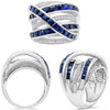 EXTRA LARGE 5.03CT DIAMOND & AAA SAPPHIRE 14KT WHITE GOLD 3D MULTI ROW LOVE RING