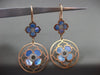 ESTATE LARGE .17CT DIAMOND & BLUE MOTHER OF PEARL 14K ROSE GOLD HANGING EARRINGS