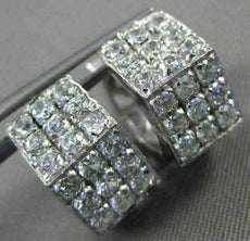 ESTATE 14KT WHITE GOLD 3D 3 ROW CUBIC ZIRCONIA HEXAGON HUGGIE EARRINGS #24347