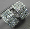 ESTATE 14KT WHITE GOLD 3D 3 ROW CUBIC ZIRCONIA HEXAGON HUGGIE EARRINGS #24347