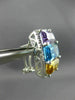 ESTATE LARGE .24CT DIAMOND & MULTI GEM 14KT WHITE GOLD 3 STONE HALO EARRINGS