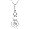 ESTATE .58CT DIAMOND 18K WHITE GOLD 3D INFINITY FLOWER CIRCULAR FLOATING PENDANT
