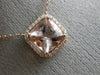 ESTATE LARGE 2.14CT DIAMOND & AAA MORGANITE 14KT ROSE GOLD SQUARE HALO NECKLACE