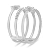 LARGE .42CT DIAMOND 14K WHITE GOLD MULTI ROW LUCKY EVIL EYE CRISS CROSS FUN RING