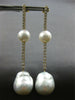 EXTRA LARGE 1.7CT DIAMOND & AAA SOUTH SEA PEARL 18K YELLOW GOLD HANGING EARRINGS