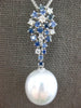 .80CT DIAMOND & SAPPHIRE & AAA SOUTH SEA PEARL 18KT WHITE GOLD TEAR DROP PENDANT