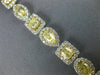 LARGE 11.36CT WHITE & FANCY YELLOW DIAMOND 18KT TWO TONE GOLD 3D TENNIS BRACELET