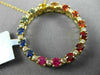LARGE 1.20CT DIAMOND MULTI COLOR SAPPHIRE 14K YELLOW GOLD CIRCLE OF LIFE PENDANT