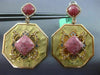 LARGE 1.1CT DIAMOND & PINK AGATE 18K ROSE & YELLOW GOLD OCTAGON HANGING EARRINGS