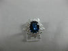 ESTATE LARGE 3.53CT DIAMOND & AAA SAPPHIRE 14KT WHITE GOLD OVAL ENGAGEMENT RING
