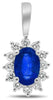 ESTATE .82CT DIAMOND & AAA OVAL SAPPHIRE 18K WHITE GOLD 3D HALO FLOATING PENDANT