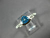 ESTATE .65CT DIAMOND & AAA TRILLION CUT BLUE TOPAZ 14K WHITE GOLD BEZEL FUN RING