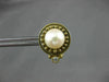 ANTIQUE .14CT DIAMOND & AAA SOUTH SEA PEARL 14KT YELLOW GOLD 3D EARRINGS #17204