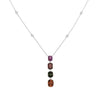 2.07CT DIAMOND & AAA MULTI COLOR SAPPHIRE 18KT WHITE GOLD CUSHION LOVE NECKLACE