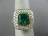 LARGE 6.50CT DIAMOND & COLOMBIAN EMERALD 18KT WHITE GOLD SQUARE ENGAGEMENT RING