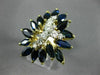 ESTATE LARGE 3.40CT DIAMOND & AAA SAPPHIRE 14K 2 TONE GOLD 3D FLOWER RING 20815