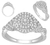 ESTATE .50CT DIAMOND 14KT WHITE GOLD 3D ROUND CLUSTER INFINITY HALO PROMISE RING