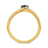 .65CT DIAMOND AAA SAPPHIRE 14KT YELLOW GOLD PEAR SHAPE & ROUND V SHAPE LOVE RING
