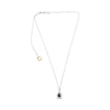 ESTATE .72CT DIAMOND & AAA SAPPHIRE 18K WHITE GOLD PEAR SHAPE FILIGREE NECKLACE