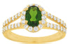 1.60CT DIAMOND & AAA GREEN GARNET 14KT YELLOW GOLD OVAL & ROUND ENGAGEMENT RING