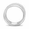 ESTATE WIDE .35CT DIAMOND 14K WHITE GOLD 3D MULTI ROW CRISS CROSS COIL LOVE RING