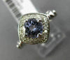 ESTATE 1.08CT DIAMOND & TANZANITE 14KT WHITE GOLD 3D SQUARE HALO ENGAGEMENT RING
