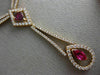ESTATE LARGE 12.80CT DIAMOND & AAA RHODOLITE 18K ROSE GOLD 3D TEAR DROP NECKLACE
