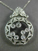 ANTIQUE LARGE .45CT DIAMOND 14KT WHITE GOLD 3D FILIGREE FLOATING PENDANT #20363