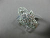 ESTATE WIDE .50CT DIAMOND 14KT WHITE GOLD 3D OPEN FILIGREE 3 STONE FLOWER RING