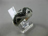 ESTATE 1.30CT WHITE & BLACK DIAMOND 18KT WHITE GOLD 3D ZIG ZAG WAVE WEDDING RING