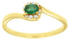 0.22CT DIAMOND & AAA EMERALD 14KT YELLOW GOLD OVAL & ROUND CRISS CROSS LOVE RING