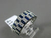 ESTATE WIDE 1.98CT DIAMOND & SAPPHIRE 14KT WHITE GOLD MILGRAIN ANNIVERSARY RING