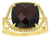 6.85CT DIAMOND & AAA GARNET 14KT YELLOW GOLD CUSHION & ROUND INFINITY LOVE RING