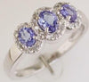 .8CT DIAMOND & AAA TANZANITE 14K WHITE GOLD OVAL & ROUND 3STONE ANNIVERSARY RING