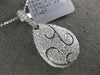 LARGE 1.46CT DIAMOND 18KT WHITE GOLD PAVE TEAR DROP PEAR SHAPE FILIGREE PENDANT