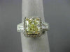 LARGE 3.82CT WHITE & FANCY YELLOW CUSHION DIAMOND 14K WHITE GOLD ENGAGEMENT RING