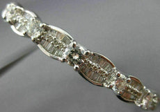 ANTIQUE 2.85CT ROUND & BAGUETTE  DIAMOND 14KT WHITE GOLD BANGLE BRACELET #1047