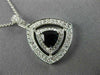 ESTATE LARGE 1.15CT DIAMOND & AAA SAPPHIRE 14K WHITE GOLD 3D DOUBLE HALO PENDANT