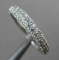 ESTATE 1.25CT DIAMOND 18KT WHITE GOLD 3 ROW PAVE WEDDING ANNIVERSARY RING #23366