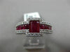 ESTATE WIDE 2.14CT DIAMOND & AAA RUBY 18K WHITE GOLD 3D SQUARE LOVE PROMISE RING