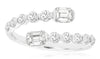 WIDE 1.10CT DIAMOND 14KT WHITE GOLD 3D ROUND & EMERALD CUT CRISS CROSS LOVE RING