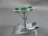 ESTATE 2.93CT DIAMOND & AAA EMERALD 14KT WHITE GOLD 3D OVAL 3 STONE TENSION RING