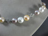 ESTATE .69CT DIAMOND & AAA MULTI COLOR PEARL 14KT WHITE GOLD ETERNITY NECKLACE