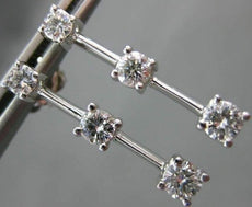 ESTATE .88CT DIAMOND 14KT WHITE GOLD PAST PRESENT FUTURE HANGING EARRINGS #14438