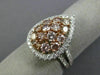 LARGE 2.21CT WHITE & PINK DIAMOND 18KT 2 TONE GOLD PEAR SHAPED ANNIVERSARY RING