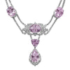 EXTRA LARGE 146.04CT DIAMOND & AAA KUNZITE 18KT WHITE GOLD 3D FILIGREE NECKLACE