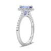 ESTATE 1.06CT DIAMOND & AAA TANZANITE 18KT WHITE GOLD OVAL HALO ENGAGEMENT RING